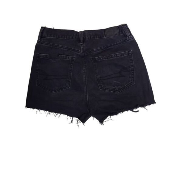 AMERICAN EAGLE black cutoff custom goth chain mom jean shorts 6 - Picture 3 of 11